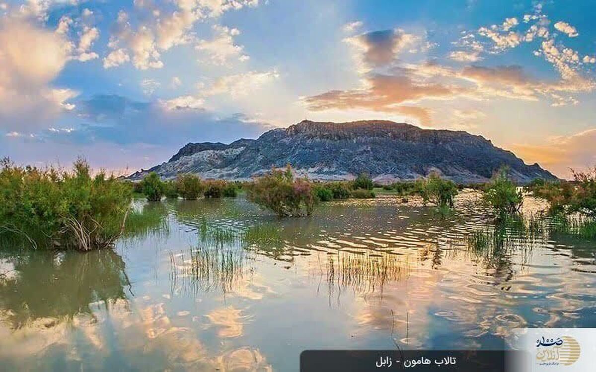 بهشتی در دل بیابان زابل / یکی دریاچه با چشم انداز اروپایی+عکس