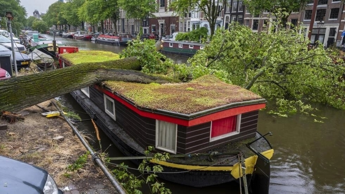 تصویری عجیب از طوفان در آلمان و هلند  ؛ 2 کشته در سقوط درخت