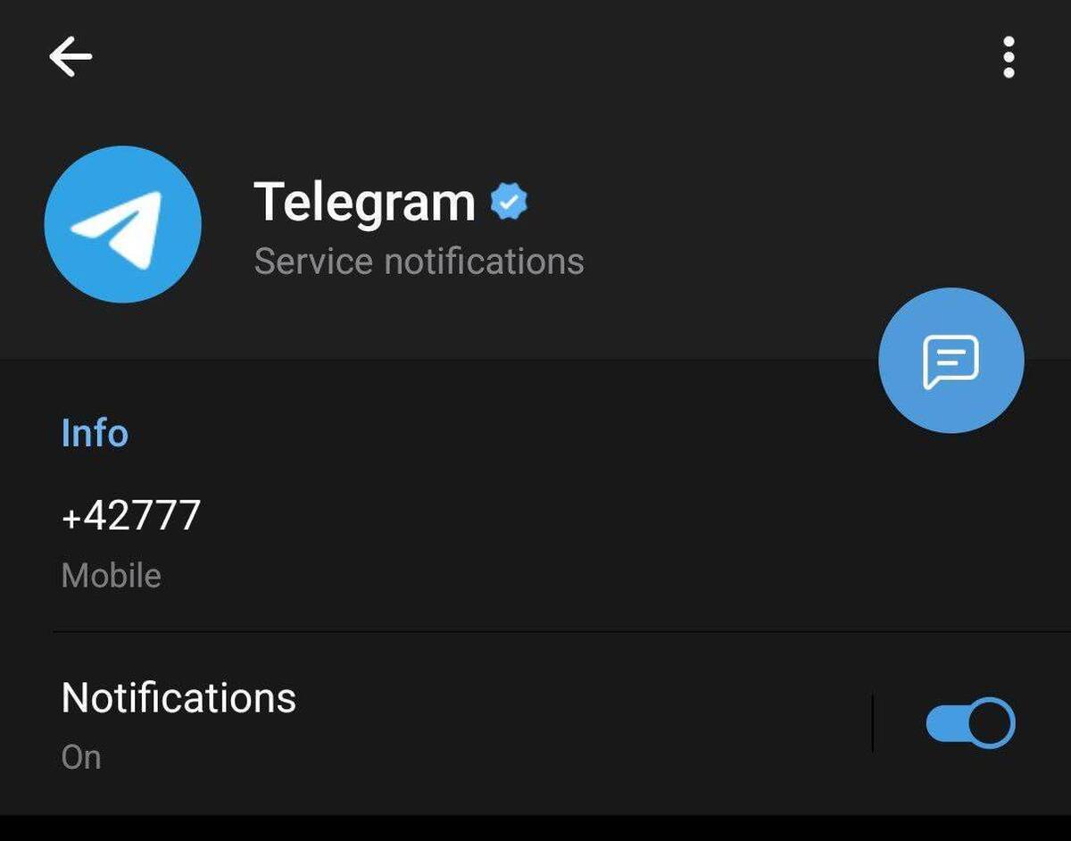 ‌ به هیچ عنوان عدد +۴۲۷۷۷ را در بیوی اکانت تلگرام خود قرار ندهید
