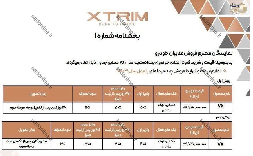 آغاز طرح فروش اکستریم VX با شرایط ویژه توسط مدیران خودرو در آبان ۱۴۰۳