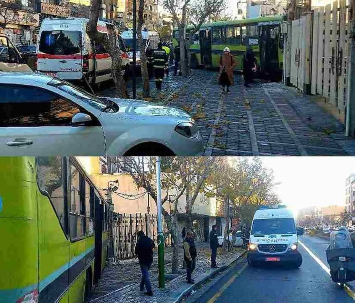 برخورد اتوبوس شهری با ساختمانی در خیابان جمهوری