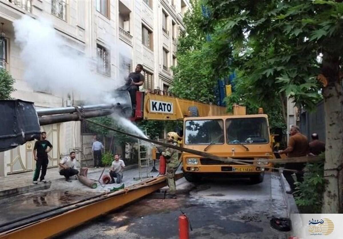 واژگونی جرثقیل ۶۰ تنی در شمال تهران + جزئیات
