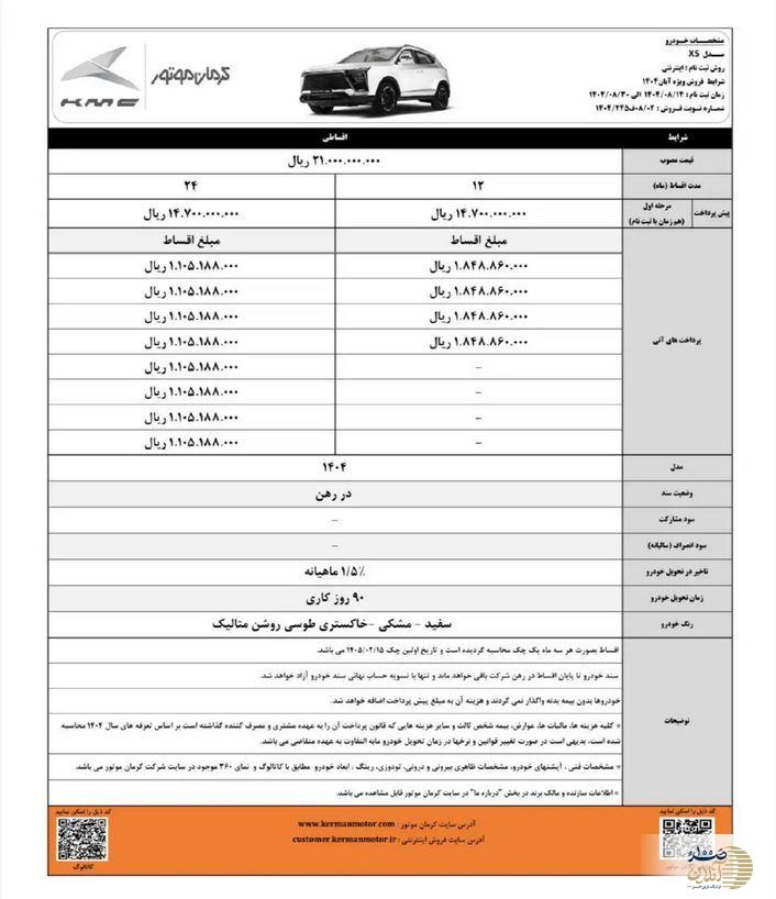 فروش ویژه خودروهای KMC/ از پیش‌پرداخت تا تحویل ۳ ماهه