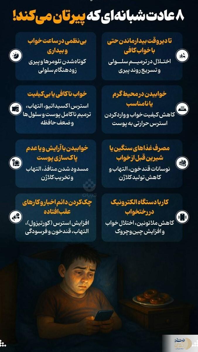 این ۸ عادت شبانه پیرتان میکند! این ۸ عادت شبانه پیرتان میکند!