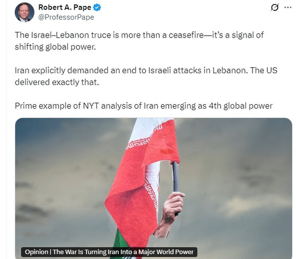 ادعای کارشناس‌آمریکایی درباره نقش ایران در آتش‌بس لبنان