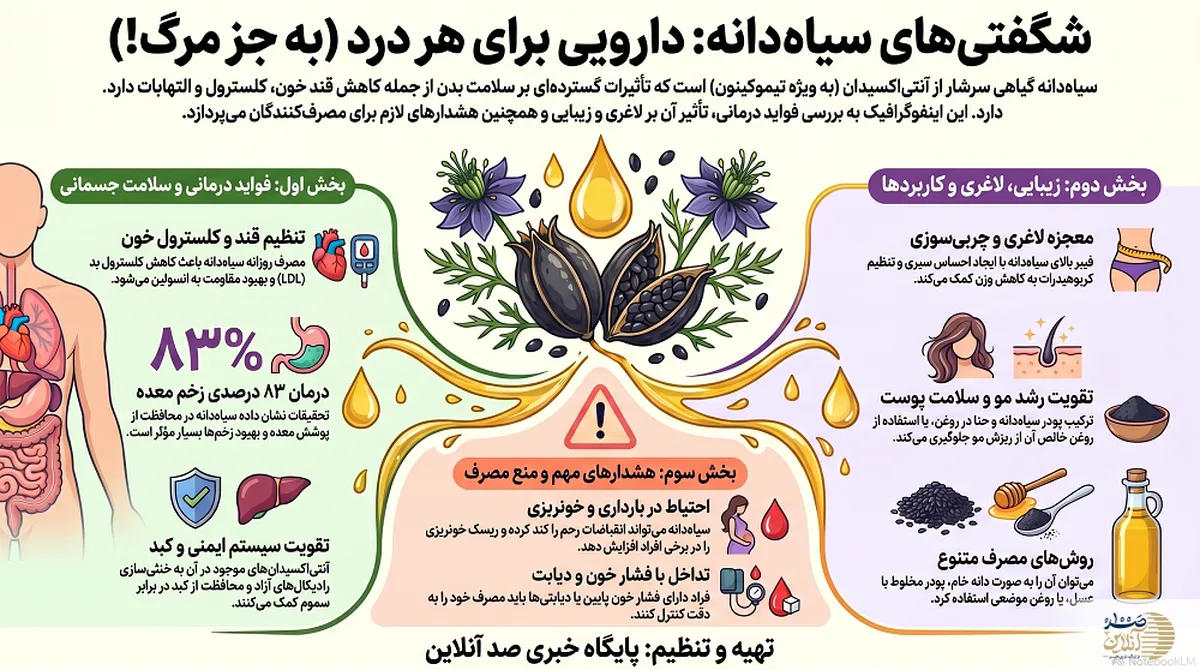 اینفوگرافیک صد آنلاین | راز سیاه در عطاری‌ها؛ دانه‌ای که سرطان از آن می‌ترسد!