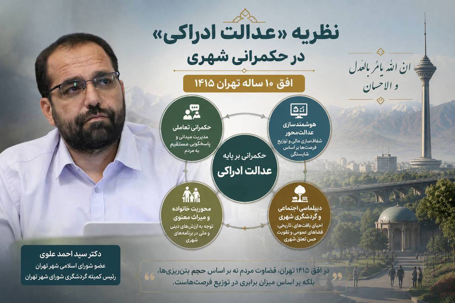 سید احمد علوی، عضو شورای شهر تهران: عبور از «سبک زندگی» به «سبک‌های زندگی» در گرو تحقق «عدالت ادراکی» است